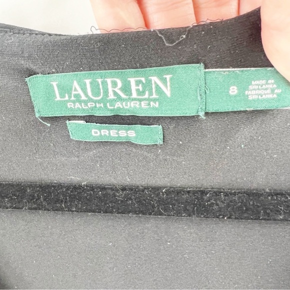 ✅ Lauren Ralph Lauren Surplice Bodycon Ruched Black Midi Sheath Dress Size 8 - Picture 5 of 7